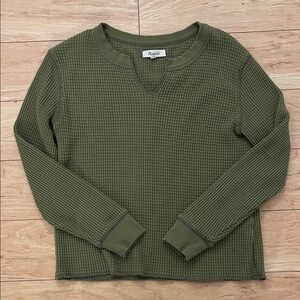 Madewell V-Neck Sweater in Forest Green